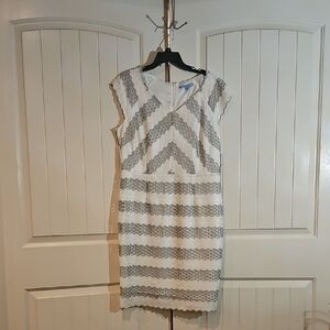 ANTONIO MELANI White and Gray Midi Dress